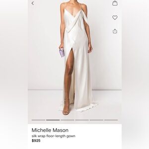 Michelle Mason White Silk Backless Wrap Gown